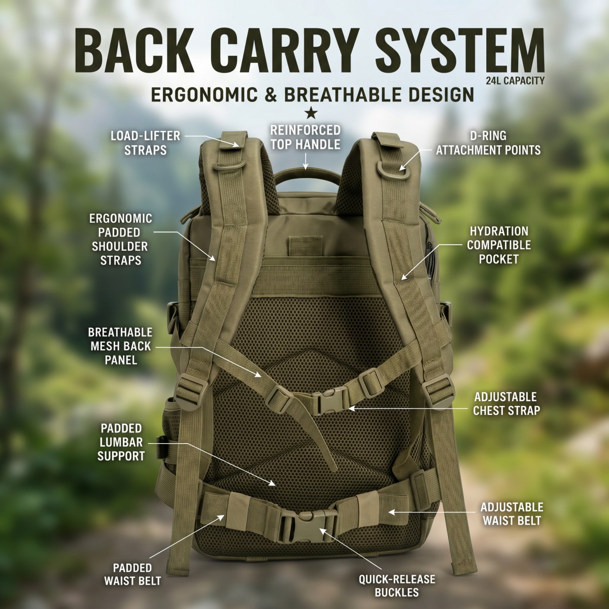 24L Molle Tactical Backpack fo - Cycling Commute Distance recension och pris